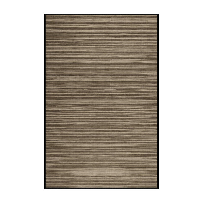 Tapis brun à rayures horizontales lavable à la machine, Rectangulaire 2 pi x 3 pi