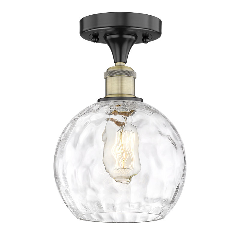 Plafonnier semi-encastré 1 lumière 8 po Cindi, Ampoule non incluse, H 10,75 po x l 8 po x P 8 po, Laiton antique noir