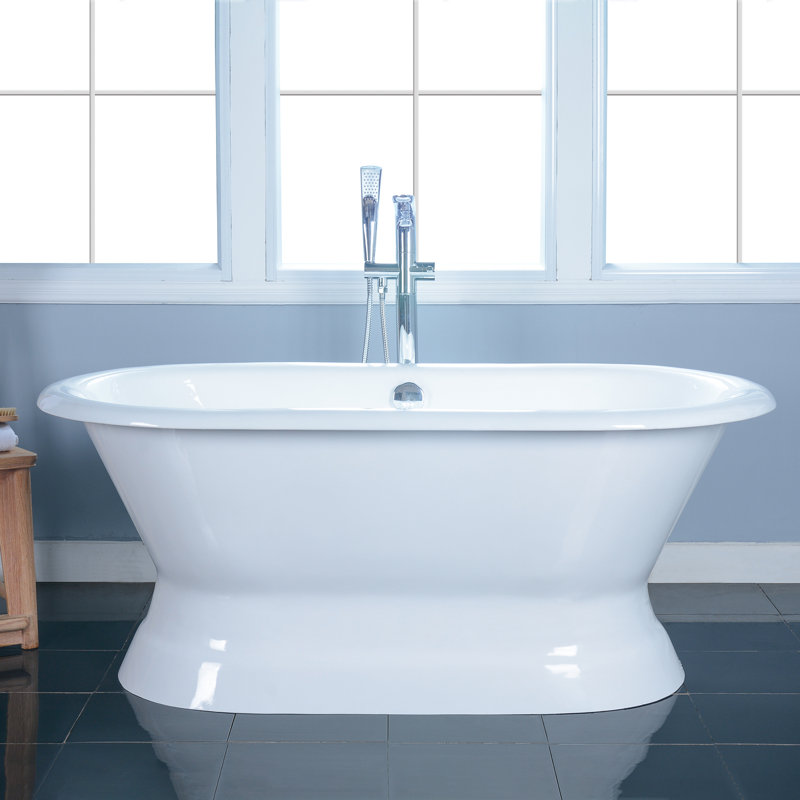 Cromwell 66.25'' x 30.5'' Freestanding Soaking Cast Iron Bathtub