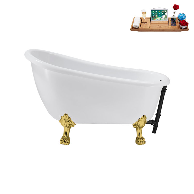 53.1'' x 25.6'' Soaking Acrylic Bathtub, Polished Gold, Matte Black