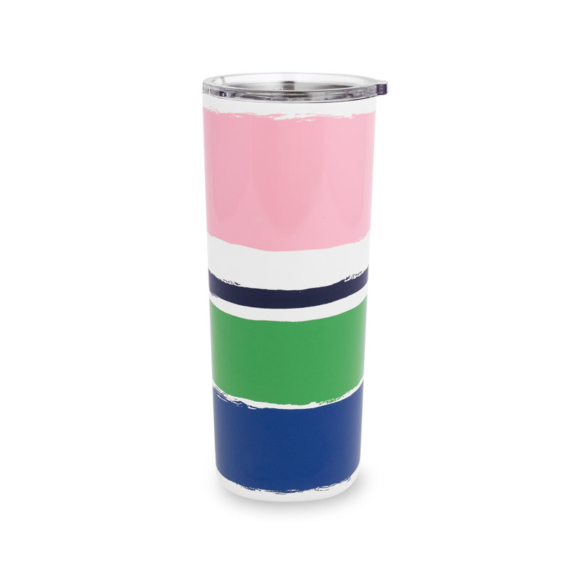 24 oz Verre en acier inoxydable, rayures océaniques