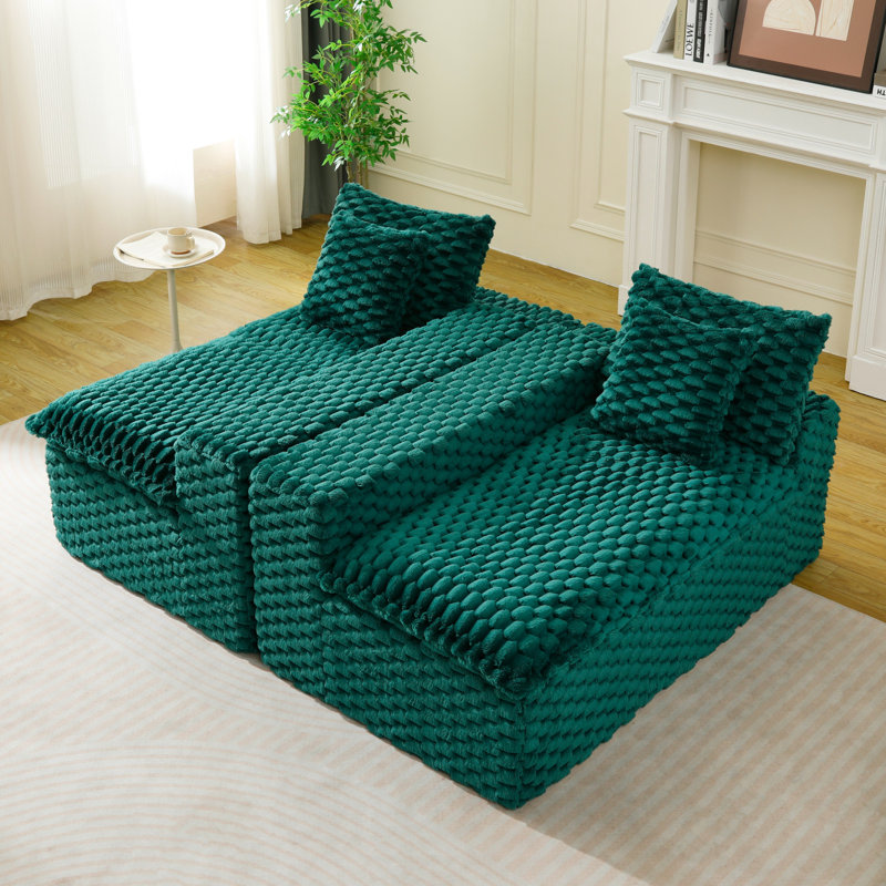 Luxury Green Turtle Velvet Multifunctional Sofa, Green Velvet