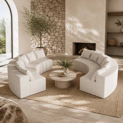 Corduroy curved sectional Foam sofa with 12 pillows,Curved Symmetrical Modular Semi Circular Sofa Sectional for bedroom, living room, office for leisure or nap, reading room, and lobby(six modules)