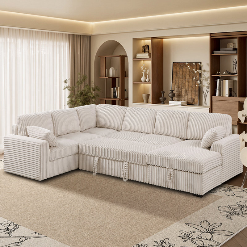 116.5''Transformative Modular Sofa With Multi-Functional Design, Beige