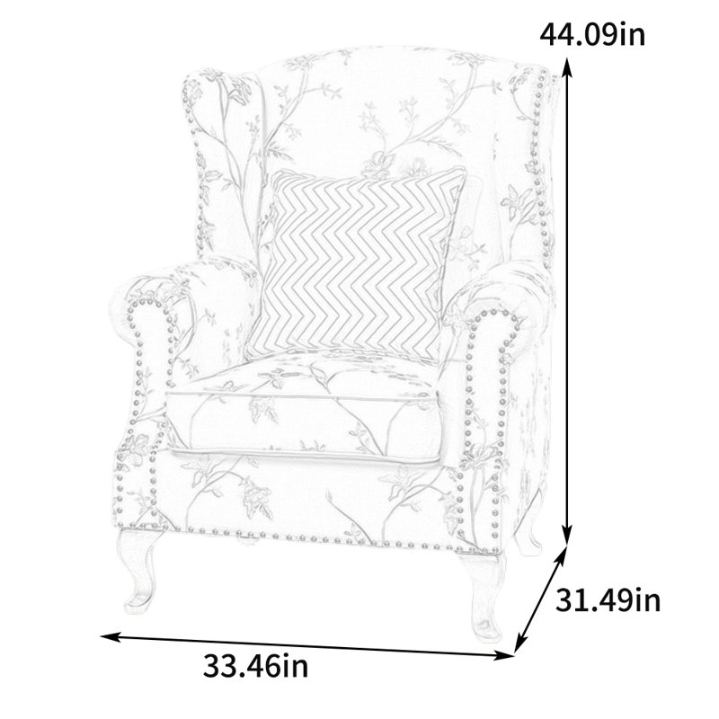 Chenille jacquard and studded recliner, Light blue