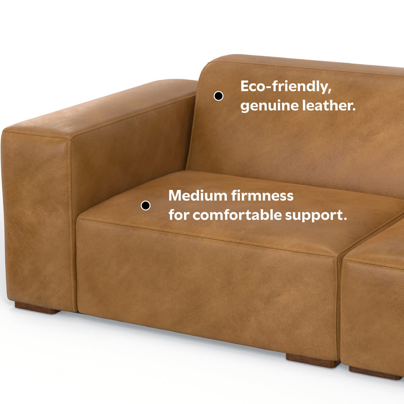 Rex 5 - Piece Modular Genuine Leather Sectional, Sienna