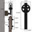 Black Steel Double Door Barn Door Hardware Kit Standard Double-49603021