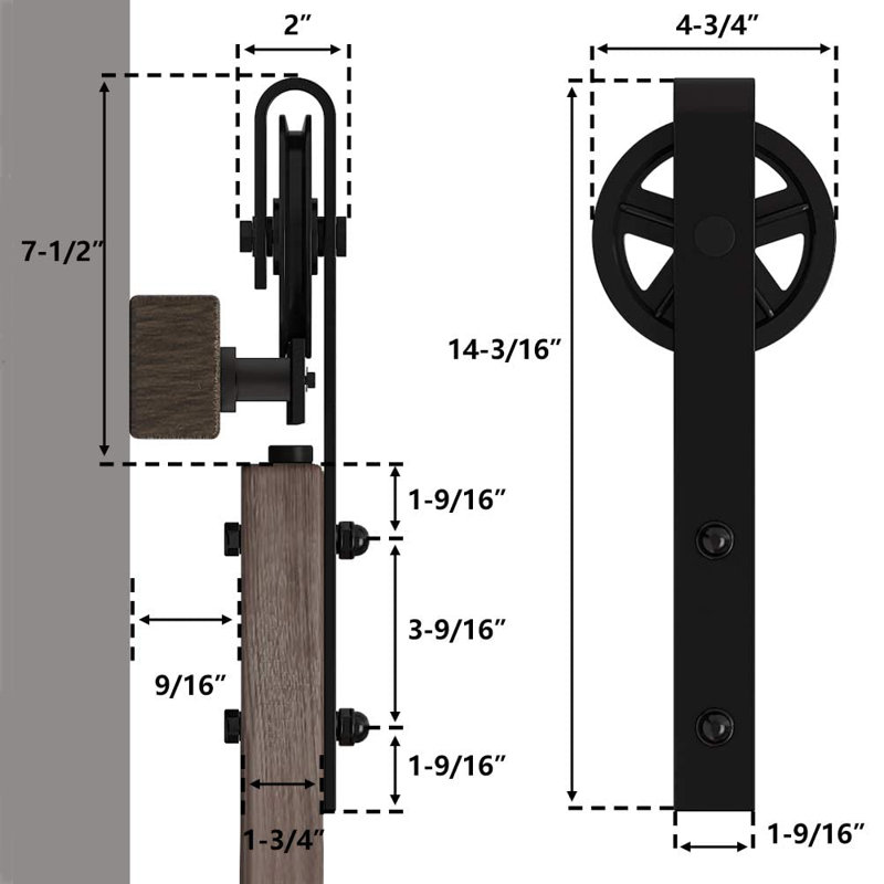 Matte Black Double Barn Door Hardware Kit with Spoke Wheel