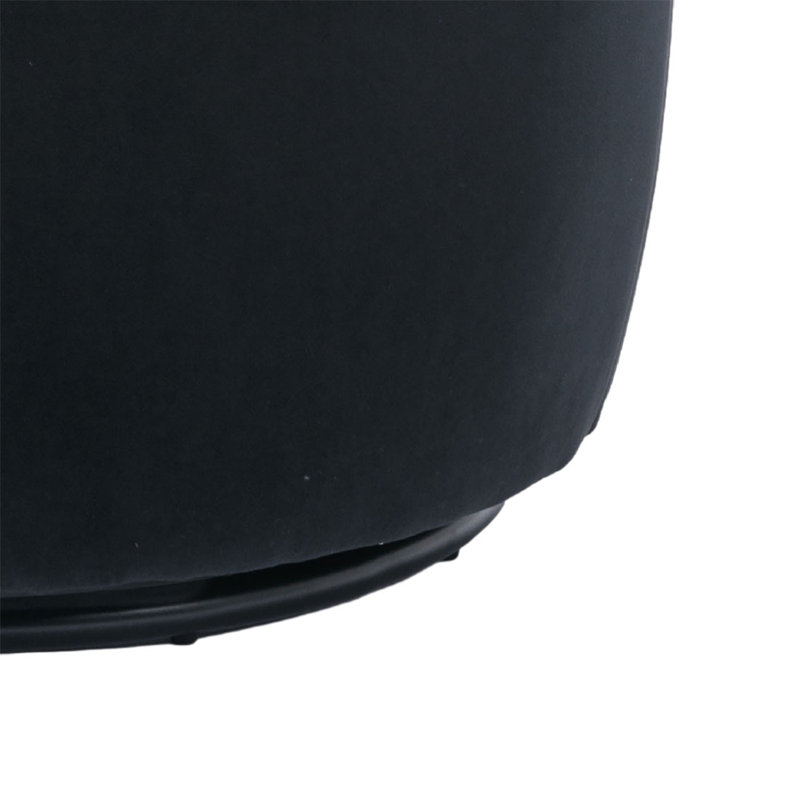 Swivel Accent Armchair Barrel Chair With Powder Coating Metal Ring, Black Velvet 1, 24" W x 15" H