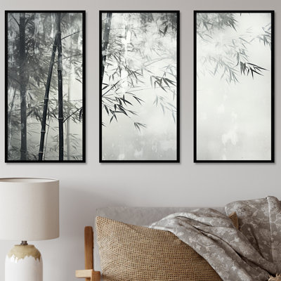 Black And White Wild Bamboo III - Bamboo Canvas Art Set