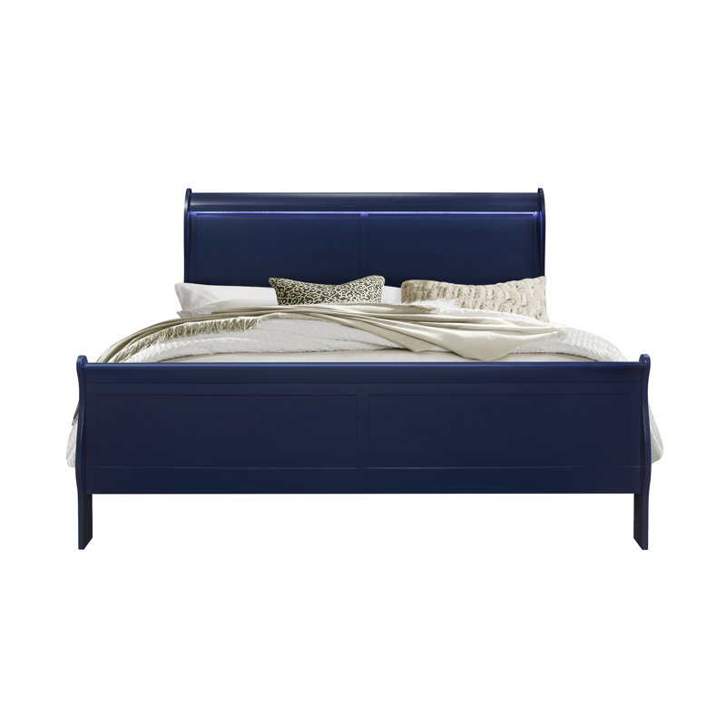 Lit Charleston avec éclairage DEL, style traîneau et lit de style transitionnel pour une expérience de sommeil améliorée