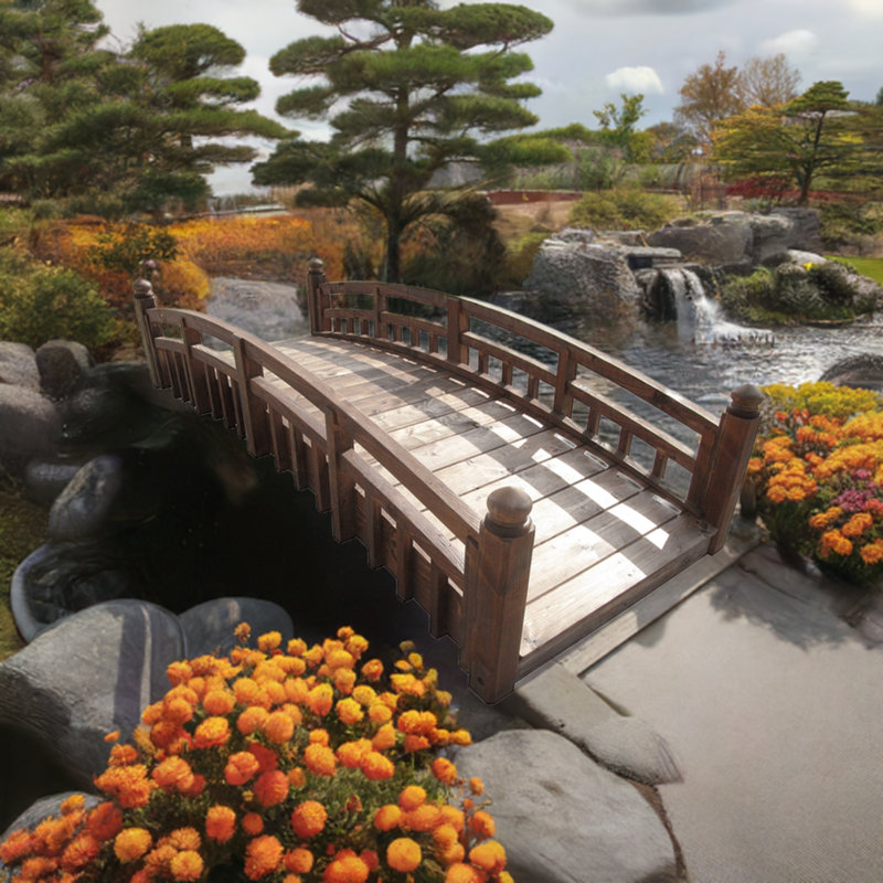 Japanese Garden Bridge with Finials