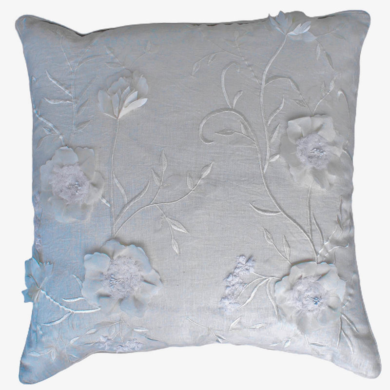 Jardin Square Pillow Cover & Insert, Ivory