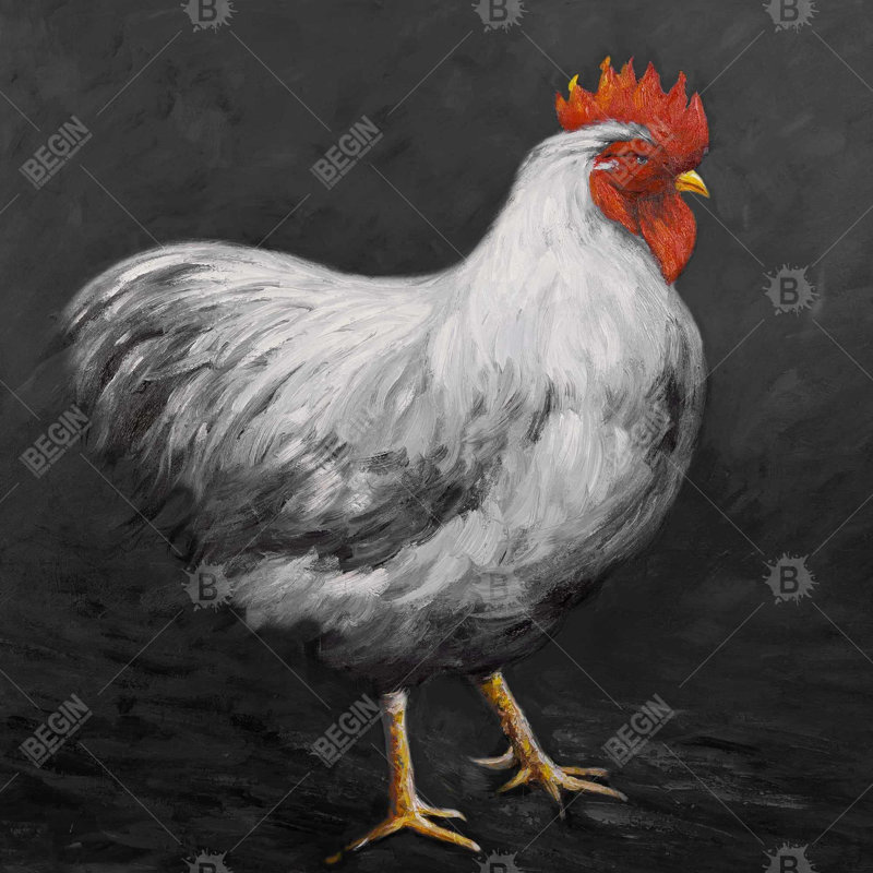 Grey rooster 2 - 16"x16" Outdoors Throw pillow - Spun poly - Print on demand, 16" x 16"