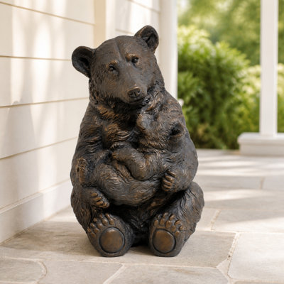 Antique Bronze Look Mother Bear and Cub Garden Statue