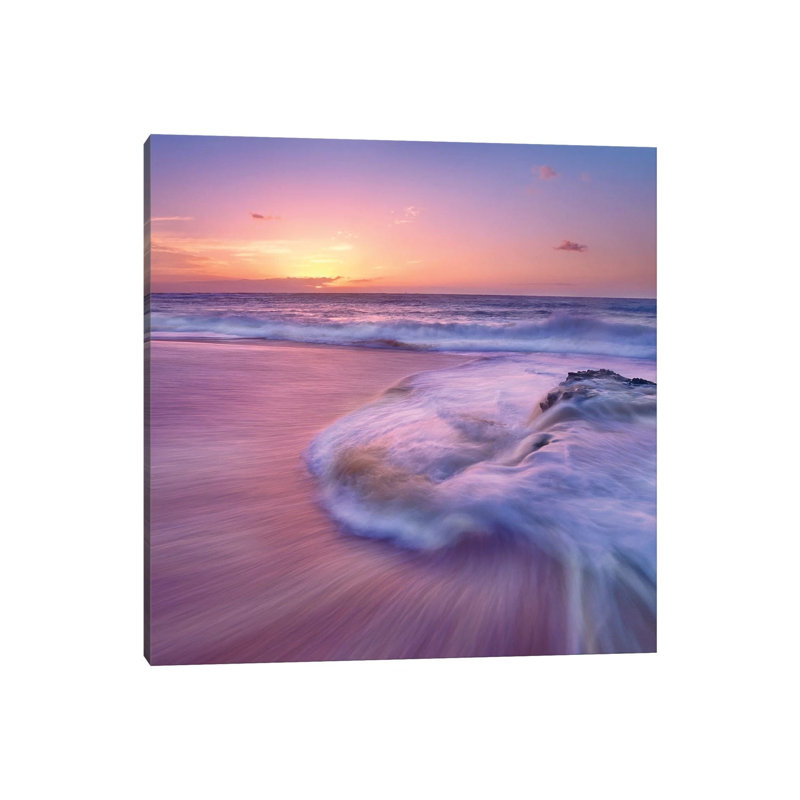 Sandy Beach at Sunset, Oahu, Hawaii 1 Piece Wrapped Canvas Wall Art, 66.04 cm H x 66.04 cm W x 1.91 cm D