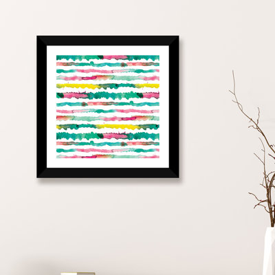 Gradient Watercolor Lines Green par Ninola Design - reproduction d'art