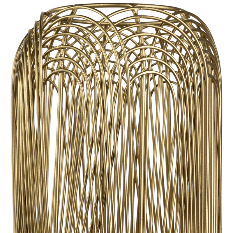 Medium Layered Iron Pillar Candle Holder - - Brass Finish, 10.5" H x 7.5" W x 7.5" D