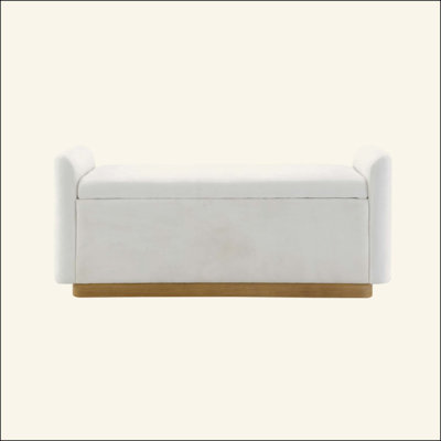 Bench with Storage, Storage Ottoman Bench with Safety Hinge, Gold Metal Base with wood frame, Upholstered Entryway Bench for Bedroom, Living Room, Hold up to 350 lb