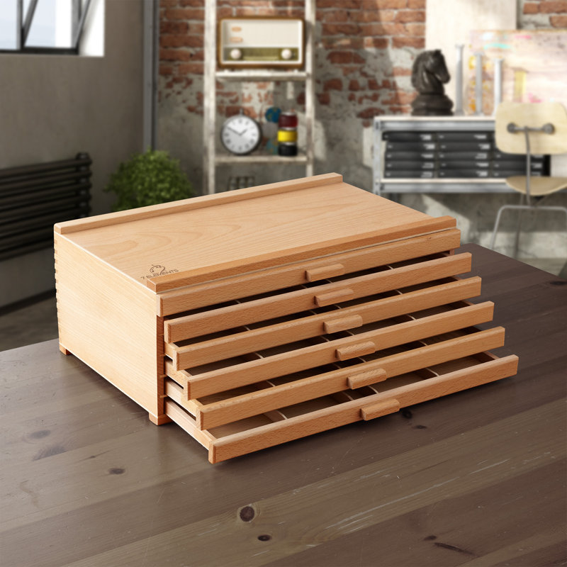 6 Drawer Beechwood Art Supply Storage Box