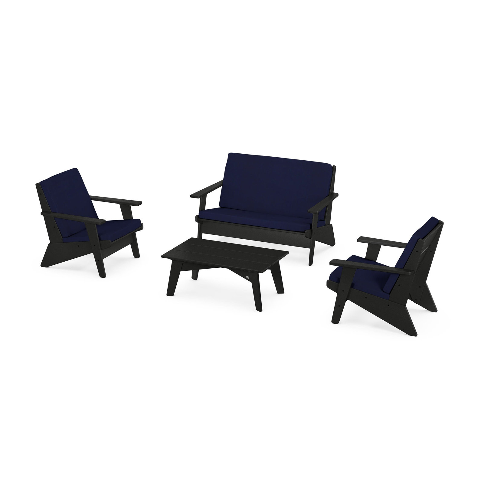 POLYWOOD® Riviera 4-Person Patio Seating Group, Navy, Black