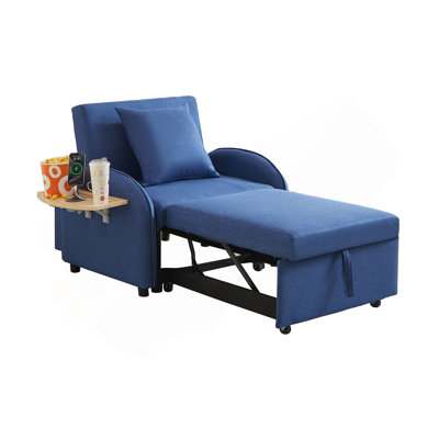 3-in-1 Convertible Sleeper Sofa Chair with Adjustable Backrest, Foldable Table, USB and Type-C Ports, Adjustable Recliner Armchair, for Living Room, Bedroom and Apartment