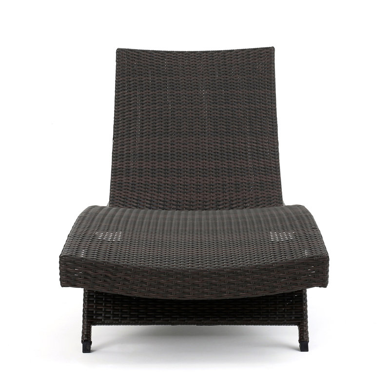 Chaise longue Salem Pe Wicker, Gris clair, 1