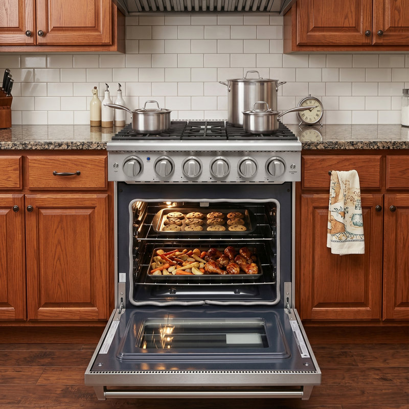 Kostch 30" Gas Range 4.55 Cu.ft. Freestanding Natural Gas Stove with 5 Burners, White, Liquid Propane