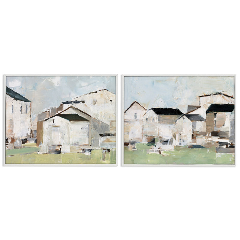  Ensemble de 2 giclées d'art par grappe de maisons par Ethan Harper, H 24 po x l 30 po