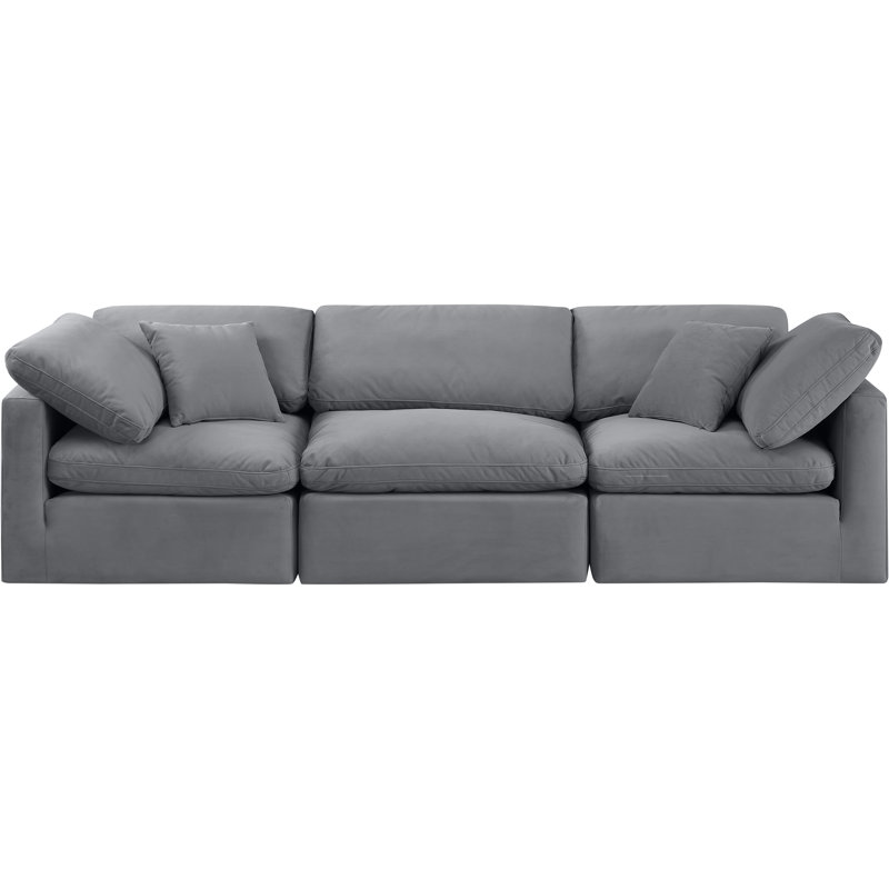Itala 105'' Velvet Sofa, Grey Velvet