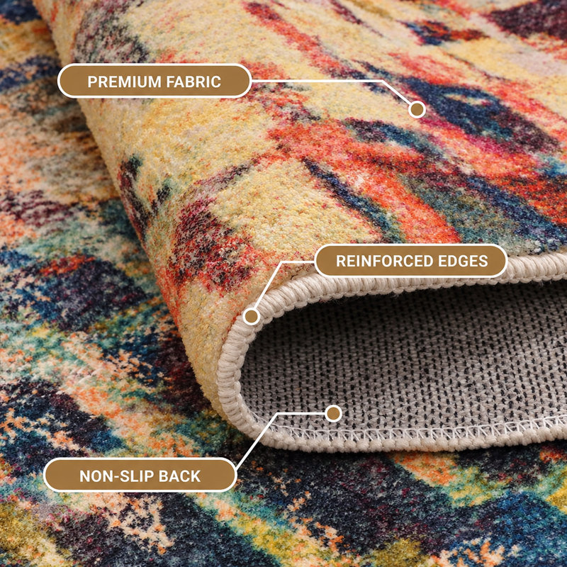 Aspire Homeware Multicolor Abstract Area Rug, Runner 60 x 110 cm