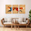 «Geometric Fox», art mural moderne sur toile abstraite (ensemble de 3)-1095164860