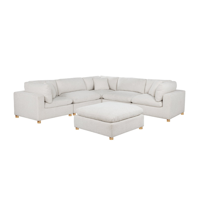 Ensemble modulaire 6 pièces en tissu Teddy Boucle, Nounours crème