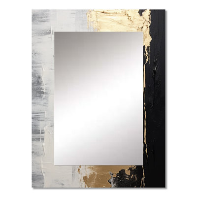 Essential Nature Of Alchemy Abstract Gold Black II - Abstract Painting Large Mirror, Modern Decorative Wall Mirror, Printed Metal Art