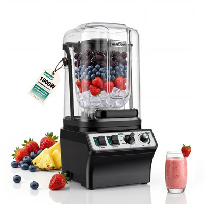 WantJoin 80 Oz Commercial Blender with Soundproof Shield and Self-Cleaning Function 32-Speeds
