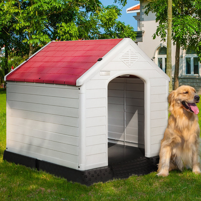 Niche pour chien en plastique Aunyae, Rouge, H 28 po x l 26 po x P 29 po