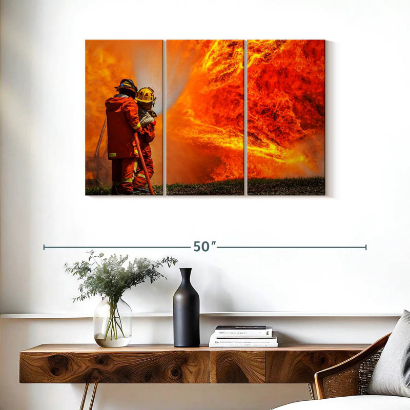 Lelar Blazing Fire Firefighters, 24" H x 38" W