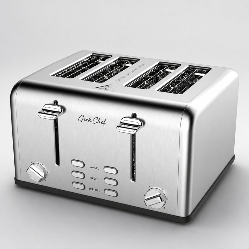 4-Slice Stainless Steel Toaster with Dual Independent Control and Extra Wide Slots