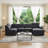 113'' Leather Like Sectional Sleeper Sofa With Pull Out Bed, Storage Ottoman & Rotating Side Table-1436900212