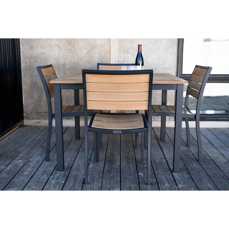 SoHo Teak Aluminum Outdoor Stacking Sidechair, Black
