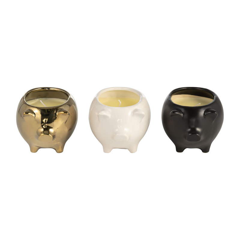 Decorative Scented Candles for Coffee Table - Stylish Candles for Bookshelf, Bedroom, or Living Room Decor - Set of 3, Gold & White