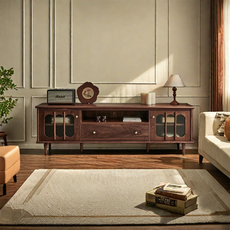Meuble télé rétro en bois massif de style français, 78.74"