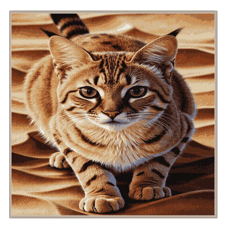 Washable Sand Cat Wildlife Area Rug, Square 4'