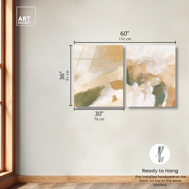 Ensemble de 2 décorations murales bohème Golden Blush Harmony, H 36 po x l 30 po