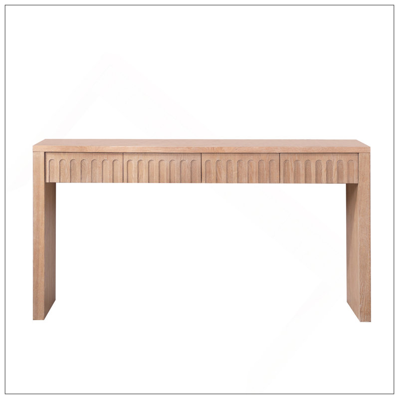 Console moderne à 4 tiroirs - Table d'entrée de 59,2 po en bois naturel, Naturel
