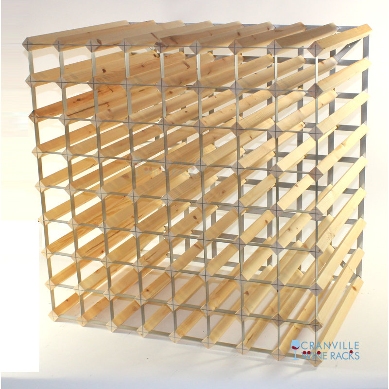 144 Bottle Floor Wine Bottle Rack, Natural Pine