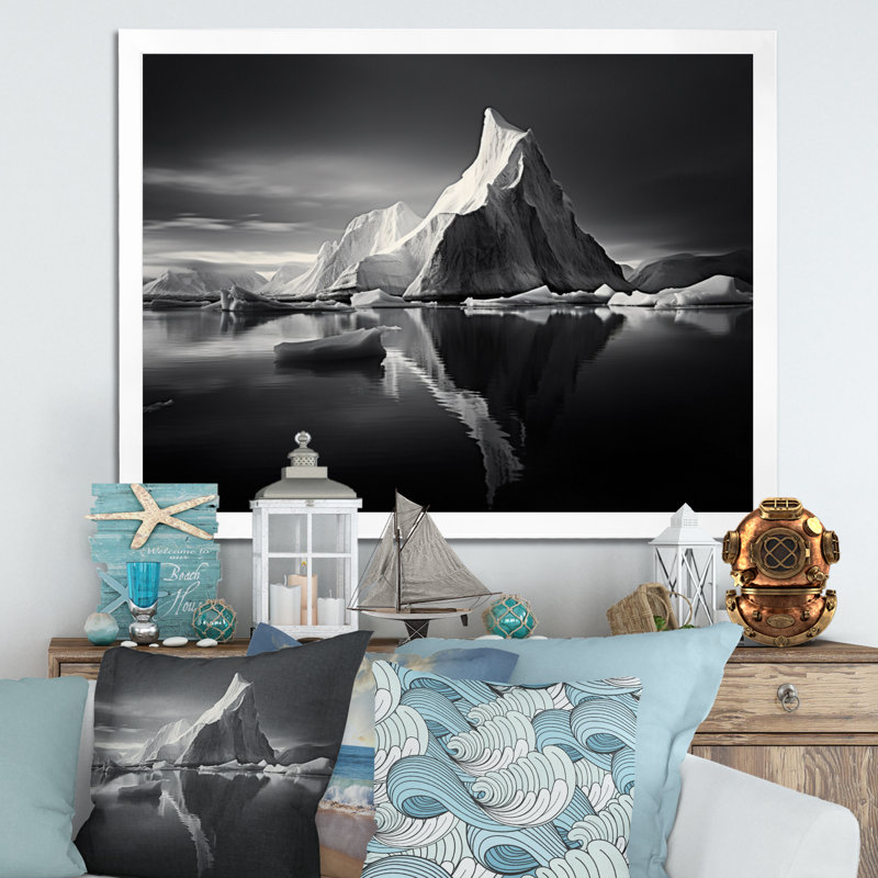 " Gray Iceberg Arctic Elegance ", 12" H x 20" W, White Picture Framed