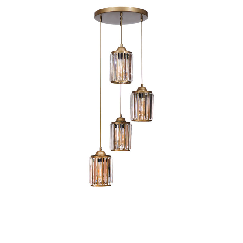 Lustre, Doré, 4 étages, Quatre lumières