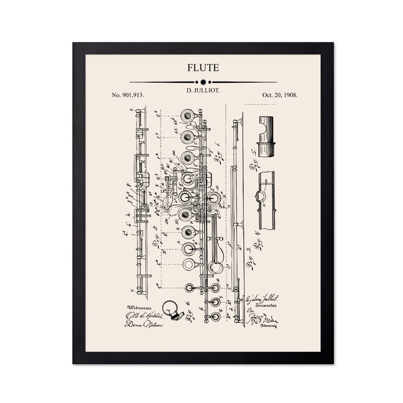 Plan de la flûte, Black Framed, Poster, 12"H x 16"W