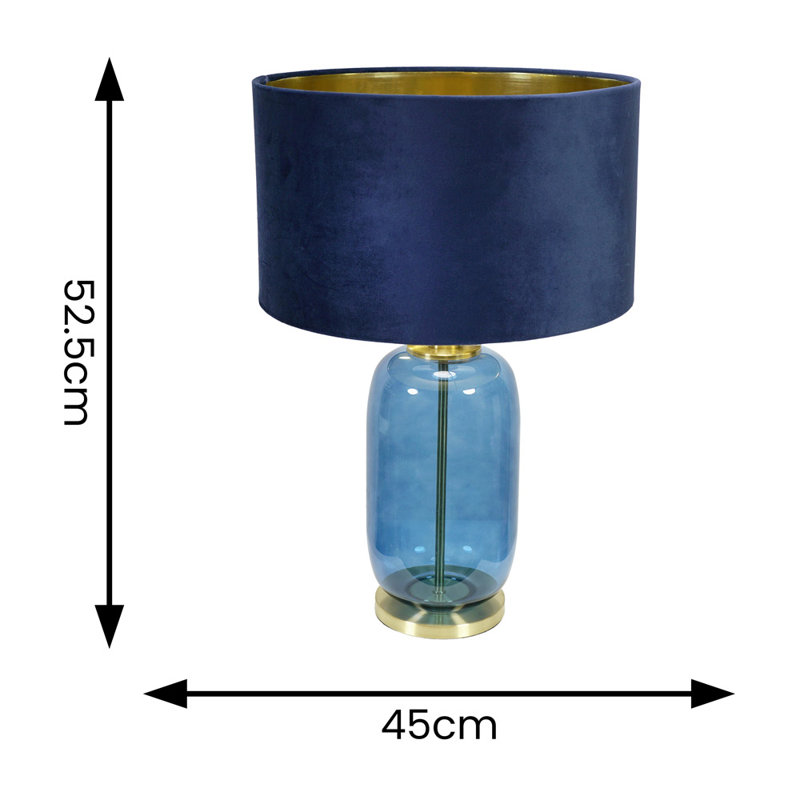 Adosinda Glass Table Lamp, Yes, Blue Base/Blue Shade